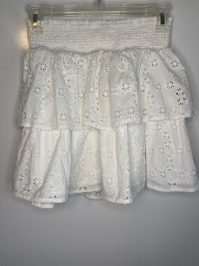 J. Crew Crewcuts Girls' smocked Cotton skirt white eyelet lace size 12